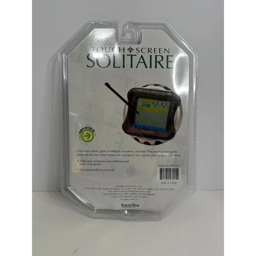 Excalibur Electronics Touch Screen Solitaire Handheld Game Black 470ET-CS New